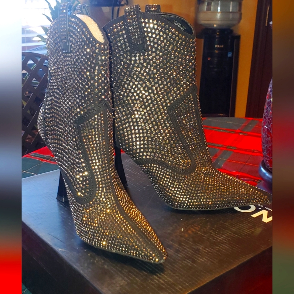 INC  Black bling booties